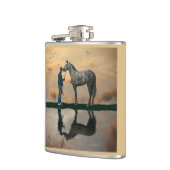 Grijs Paard en bruidegom OTTB Drink kolf Heupfles (Links)