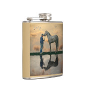 Grijs Paard en bruidegom OTTB Drink kolf Heupfles (Rechts)