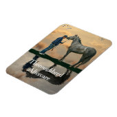 Grijs Paard en bruidegom OTTB flexibele magneet (Linkerzijde)