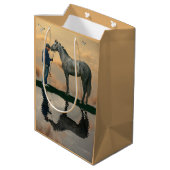Grijs Paard en bruidegom OTTB Gift Bag Medium Cadeauzakje (Achterkant Gekanteld)