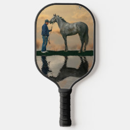Grijs Paard en bruidegom OTTB Pickleball Paddle