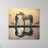 Grijs Paard en bruidegom OTTB stretched canvas Pri (Voorkant)