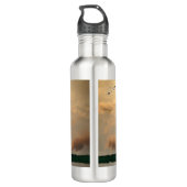 Grijs Paard en bruidegom OTTB-waterfles Waterfles (Achterkant)