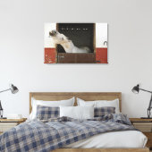Grijs paard in een stal canvas afdruk (Insitu (Slaapkamer))