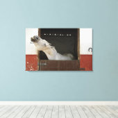 Grijs paard in een stal canvas afdruk (Insitu (Houten vloer))