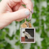 Grijs paard in een stal sleutelhanger (Hand)