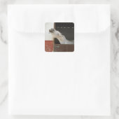 Grijs paard in een stal vierkante sticker (Tas)