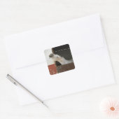Grijs paard in een stal vierkante sticker (Envelop)