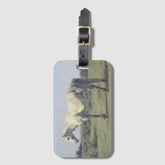 Grijs Paard in een Veld (door Rosa Bonheur) Bagagelabel (Voorkant (verticaal))