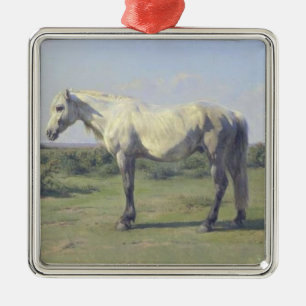 Grijs Paard in een Veld (door Rosa Bonheur) Metalen Ornament