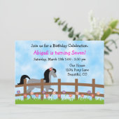  Grijs Paard met Bloemen Verjaardagsuitnodiging Kaart (Staand voorkant)