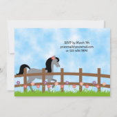  Grijs Paard met Bloemen Verjaardagsuitnodiging Kaart (Achterkant)