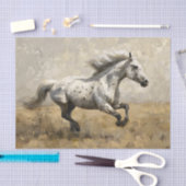 Grijs Paard Running Oil Painting Decoupage Tissuepapier (Craft)