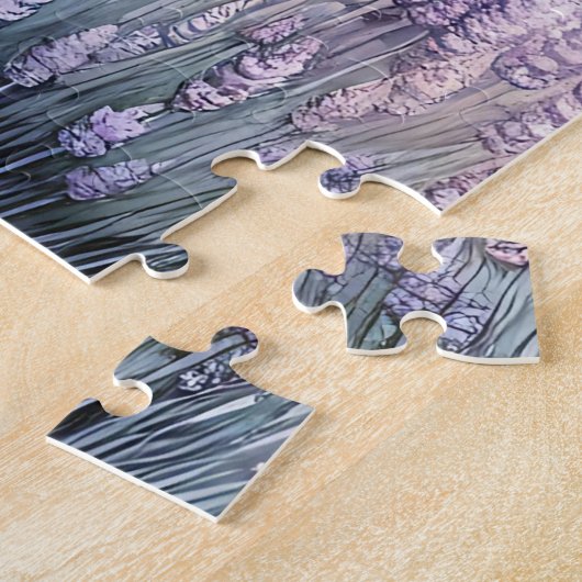  Grijs Paard Staande In Lavendel Legpuzzel (Zijkant)