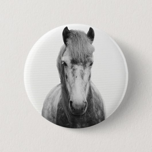 Grijs, paard, zwart en wit ronde button 5,7 cm (Voorkant)