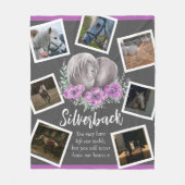 Grijs paardenmonument paarse klaprozen kunstfoto fleece deken (Voorkant)