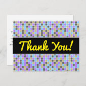 Grijs, Paars, beige, blauw vierkant/tegelpatroon Briefkaart (Voorkant / Achterkant)