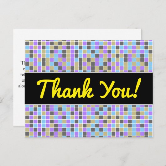 Grijs, Paars, beige, blauw vierkant/tegelpatroon Briefkaart (Voorkant / Achterkant)