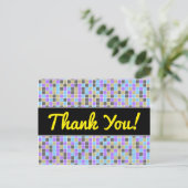 Grijs, Paars, beige, blauw vierkant/tegelpatroon Briefkaart (Staand voorkant)