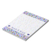 Grijs, Paars, beige, blauw vierkant/tegelpatroon Notitieblok (Linkerzijde)