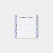 Grijs, Paars, beige, blauw vierkant/tegelpatroon Post-it® Notes (Voorkant)