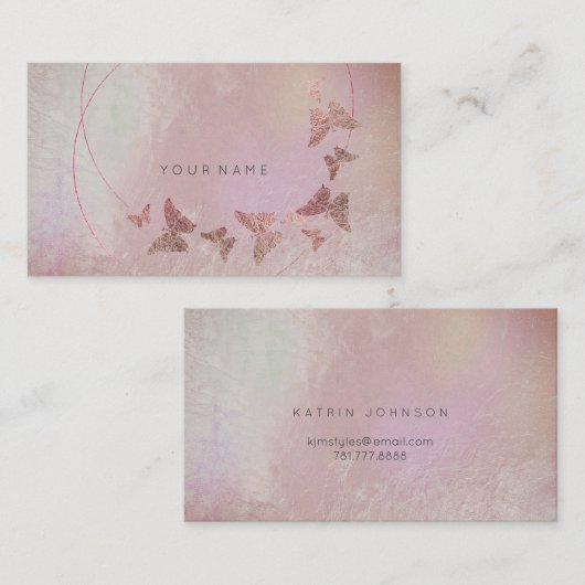 Grijs Paars Blush Ballet Roze Butterfly Metallic Visitekaartje (Voorkant / Achterkant)