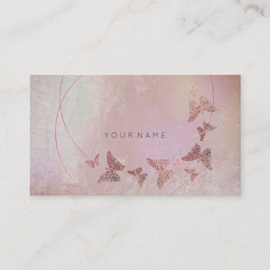 Grijs Paars Blush Ballet Roze Butterfly Metallic Visitekaartje (Voorkant)