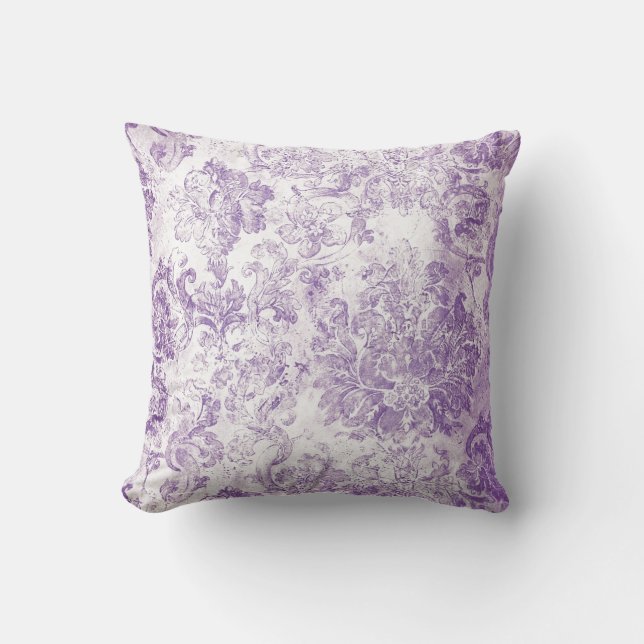  grijs paars wit dameskaanbehang kussen (Voorkant)