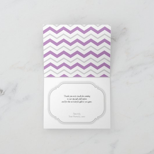 Grijs Paarse Chevron Moderne bedankkaartjes Bedankkaart (Binnen)
