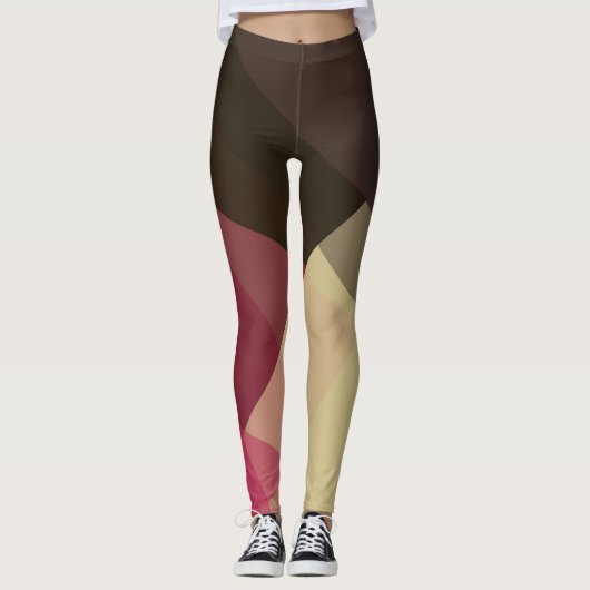 Grijs Paarse crème Modern geometrisch patroon Leggings (Voorkant)