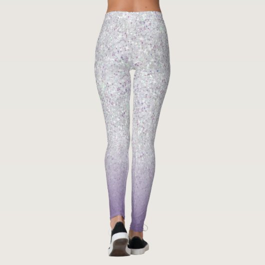 Grijs Paarse Glitter Sparkles Modern Leggings (Achterkant)