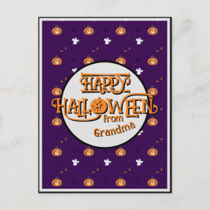 Grijs Paarse Halloween Patroon Persoonlijk Feestdagenkaart