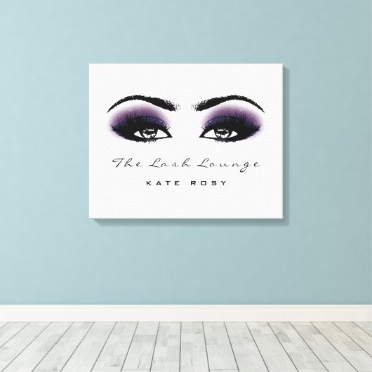 Grijs Paarse make-up artiest Beauty Damask Lashes Canvas Afdruk (Insitu (Houten vloer))