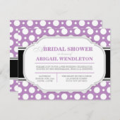 Grijs & Paarse Polka Dot Bridal Shower Uitnodiging (Voorkant / Achterkant)
