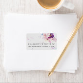 Grijs & Paarse Waterverf Bloemen Adreslabel Etiket (Insitu)