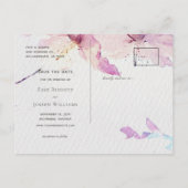 Grijs & Paarse Waterverf Bloemen Save the Date Aankondigingskaart (Achterkant)