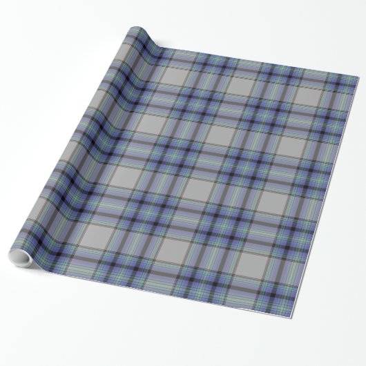 Grijs Paarse Zwarte Tartan Plaid Cadeaupapier (Uitgerold)