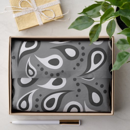 grijs paisleypapier tissuepapier (Geschenk)