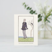 Grijs pak Franse Mode Bord Illustratie Briefkaart (Staand voorkant)