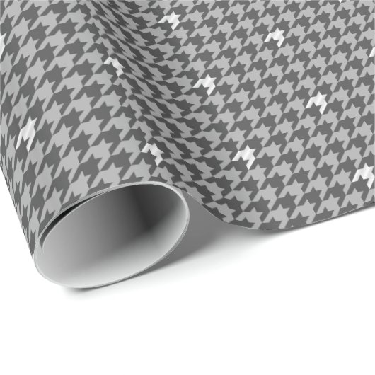 Grijs papier met zilver Accent Houndstooth Wrappin (Rol Hoek)