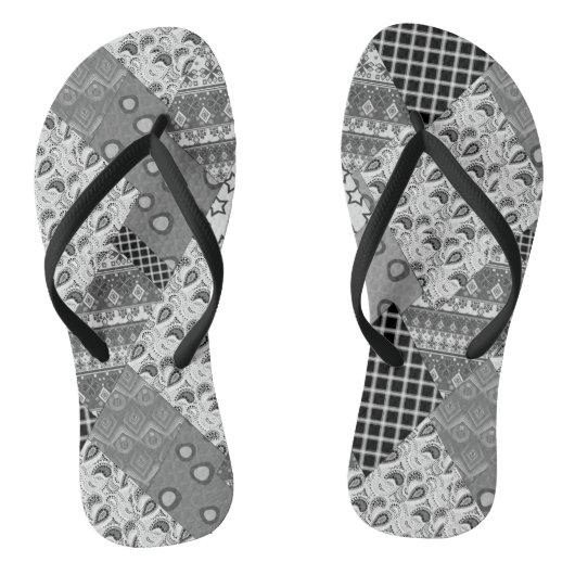 Grijs Patchwork Patchwork Patroon Teenslippers (Voetbed)
