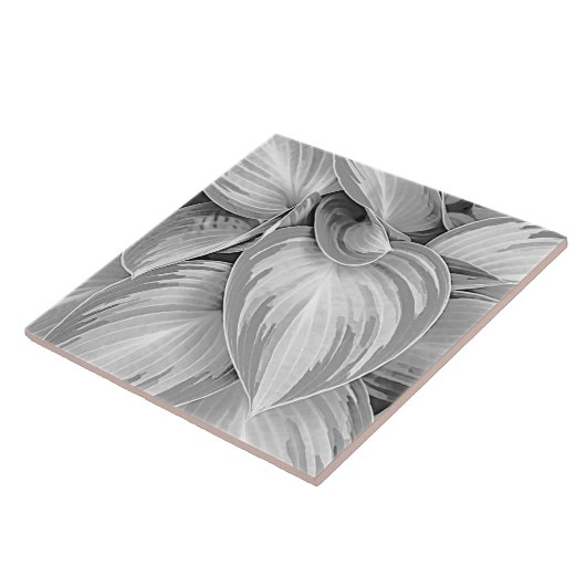 Grijs patroon Bladeren Botanisch decoratief  Tegeltje (Zijkant)