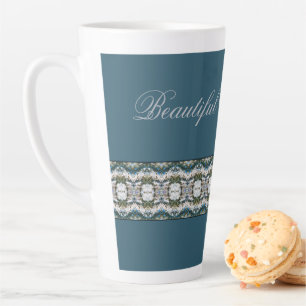grijs patroon met blauw latte mok