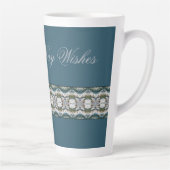 grijs patroon met blauw latte mok (Rechts)