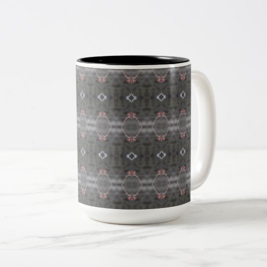 Grijs patroon met koraal koffie Mok (Voorkant rechts)