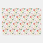 Grijs patroon rode wildbloemen, omhuld papier inpakpapier vel (Voorkant 3)