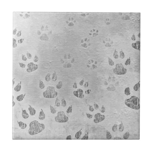 Grijs Paw Patroon Tegeltje (Voorkant)