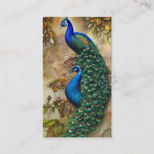 Grijs Peacock Art Waterverf Schilderen Contactkaartje (Voorkant)