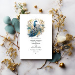 Grijs, Peacock Blauw en Goud Bloemen Winter Bruilo Kaart<br><div class="desc">Grijs,  pauwenblauw en gouden bloemenbruiloft uitnodiging. Ideaal voor een winterhuwelijk. De QR-code op de achterkant leidt naar uw trouwsite waar mensen meer en rsvp kunnen leren.</div>