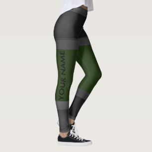Grijs personaliseer Leggings donkergroene aangepas